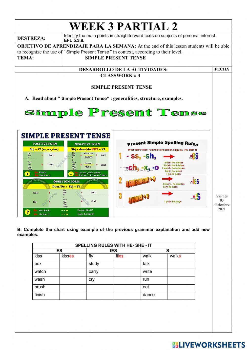 Ejercicios Online-Simple Present Tense-1st BGU-A