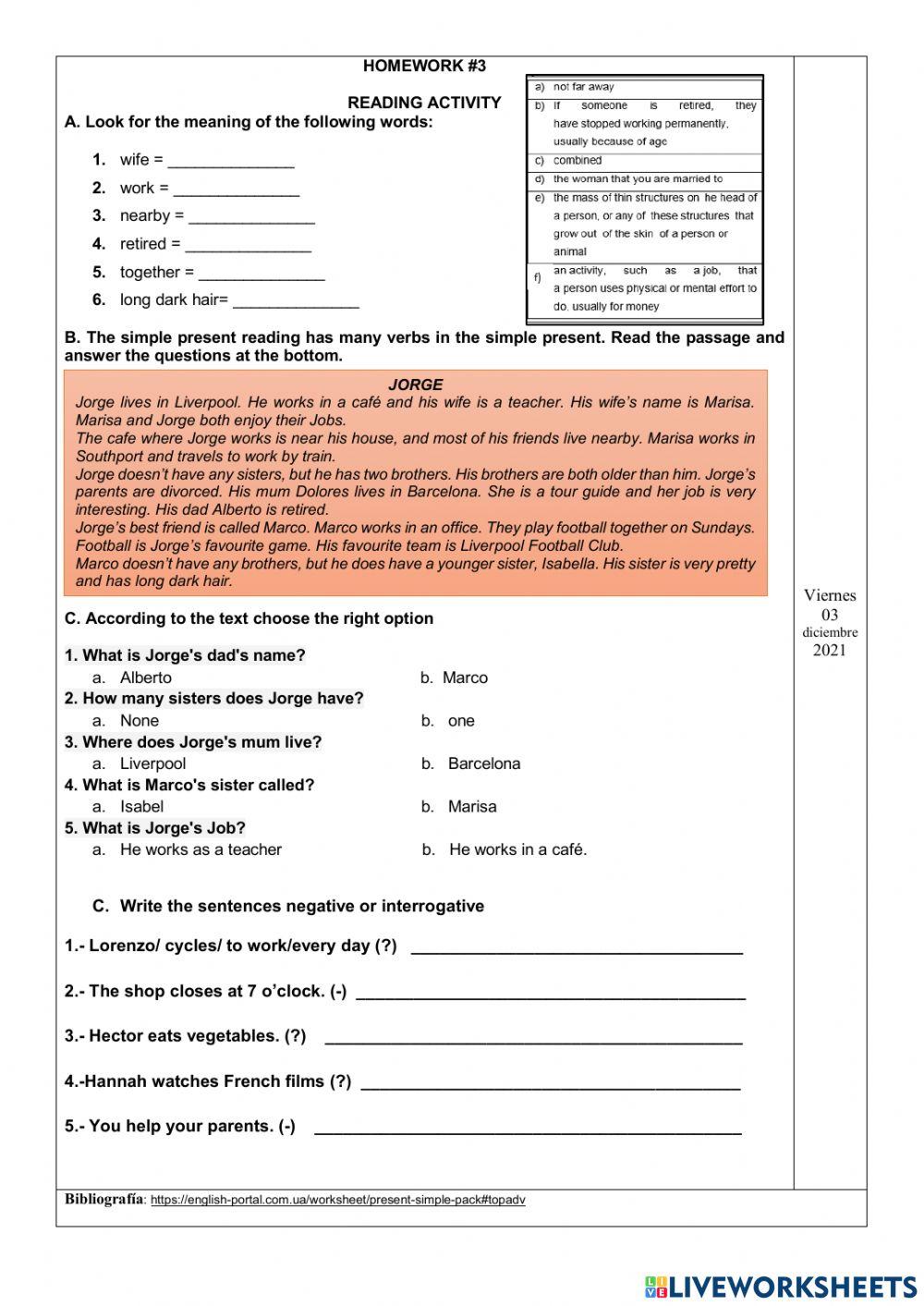 Ejercicios Online-Simple Present Tense-1st BGU-A