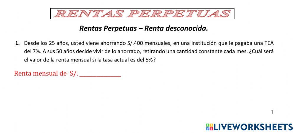 1 Renta perpetua Renta desconocida