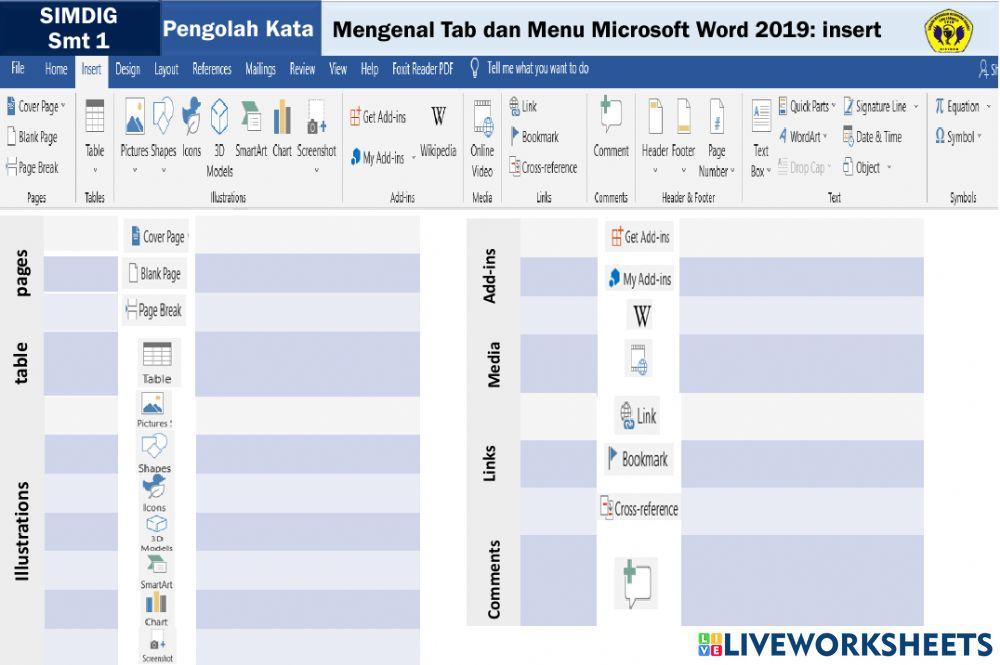 IKON PADA MICROSOFT WORD
