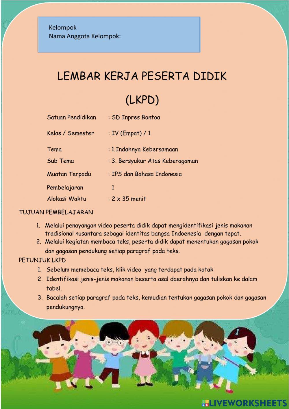 LKPD Makanan Khas Daerah