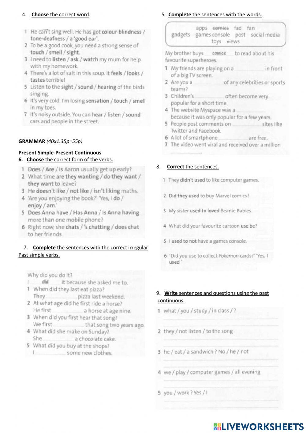 senior II 1st term test