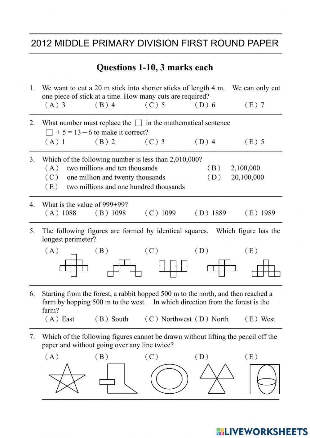 Imas r1 2012 worksheet | Live Worksheets
