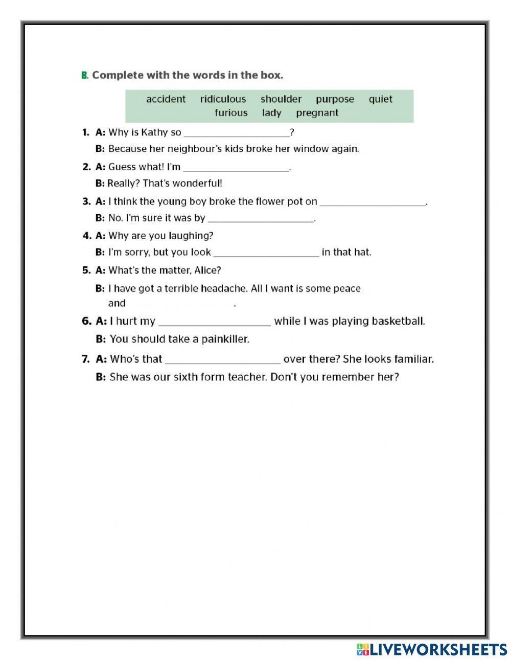 Vocabulary emotions interactive worksheet Live Worksheets