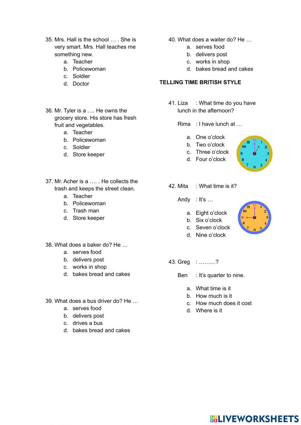 Latihan Soal Grade 4 Semester 1