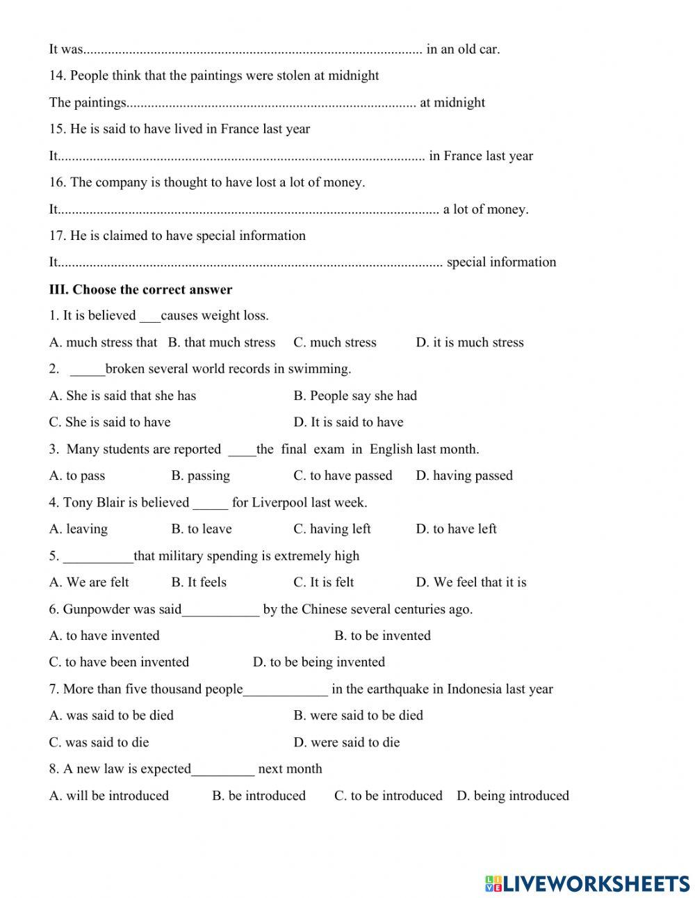 Grade 9- Impersonal Passive