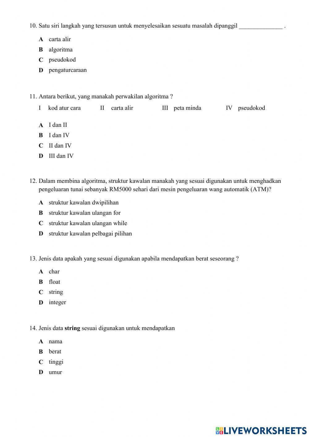 Pentaksiran Akhir Tahun 2021 Asas Sains Komputer Tingkatan 2