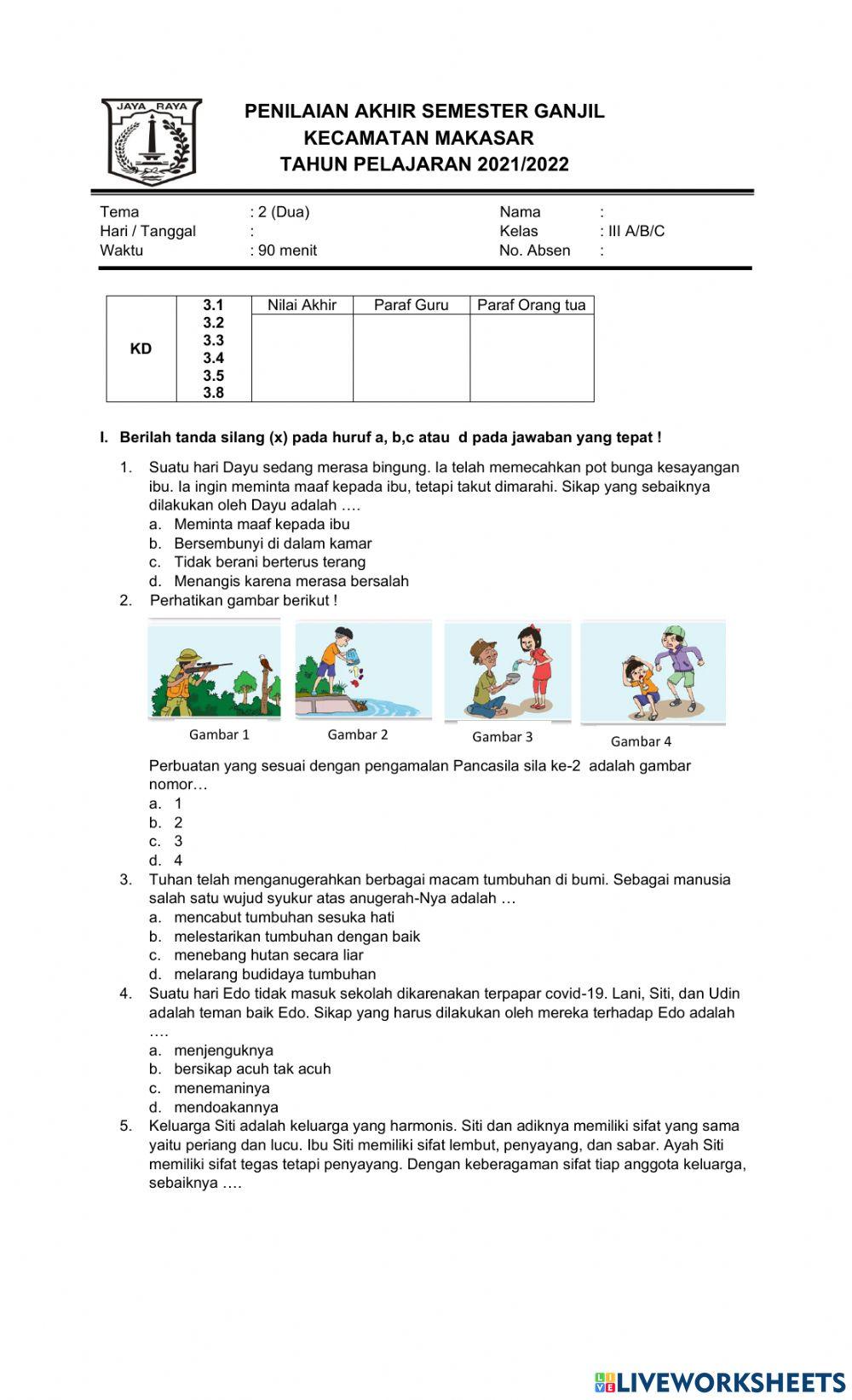 Soal PAS Tema 2 Semester Ganjil 2021