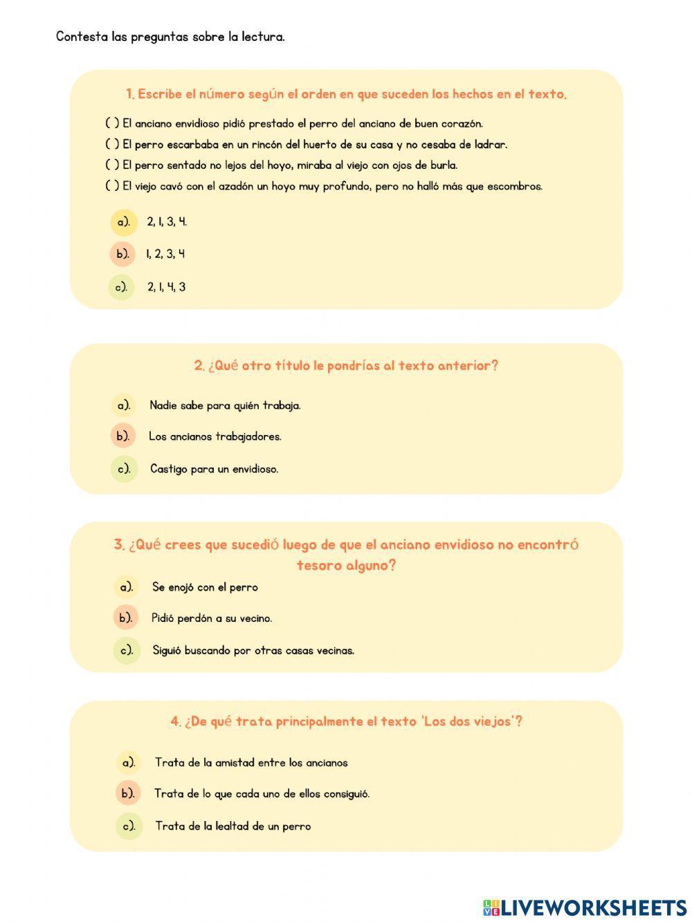 Comprension lectora 6to grado