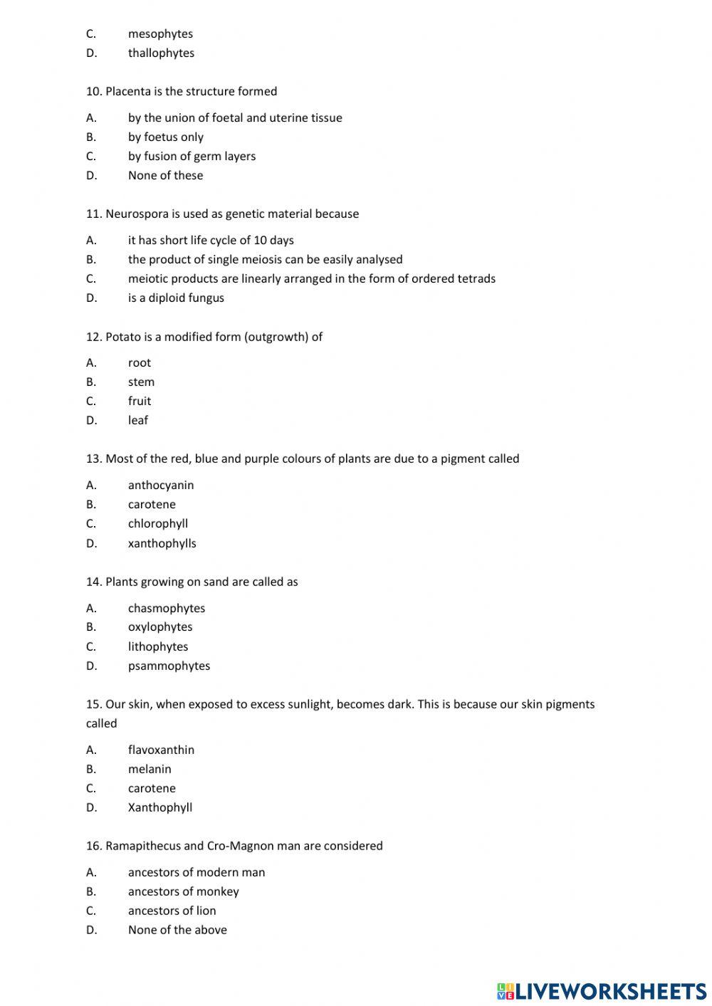 General Knowledge on Biology