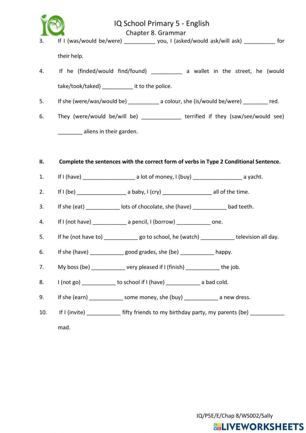 Conditional Sentence - Type 1, 2