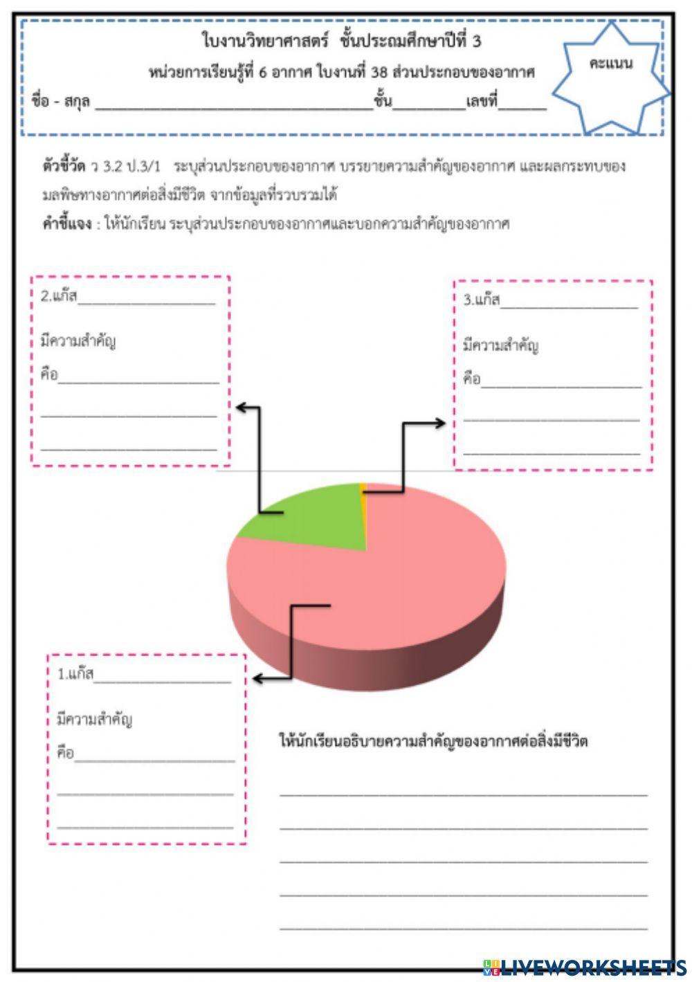ใบงานที่ 38 ส่วนประกอบของอากาศ