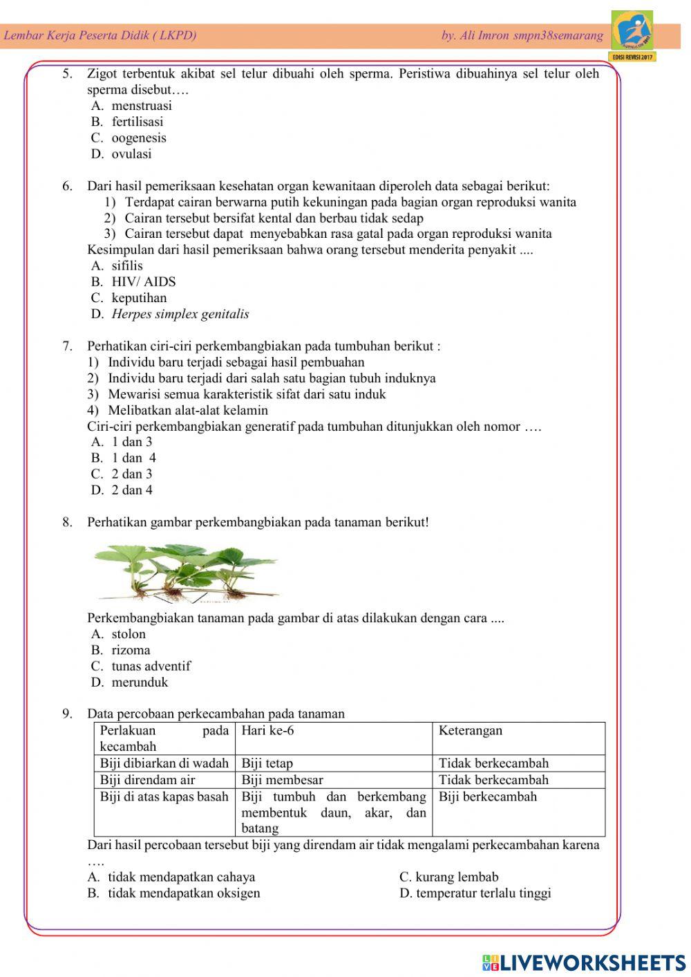 Latihan Soal IPA smt 1