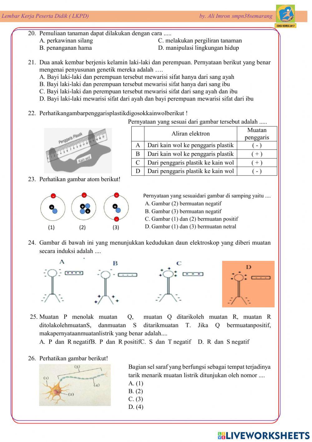 Latihan Soal IPA smt 1