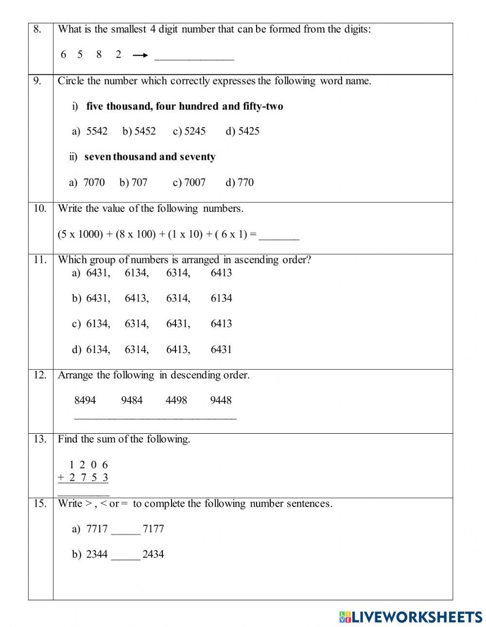 Christmas term test mathematics online exercise for live worksheets