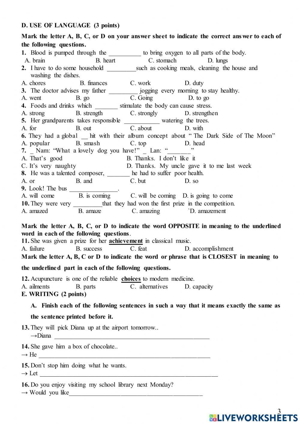 MIDTERM TEST- 1ST SEMESTER