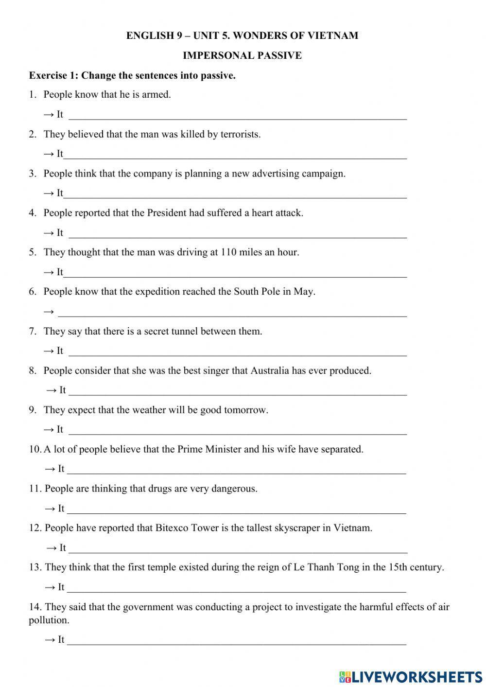 English 9 - unit 5 - grammar