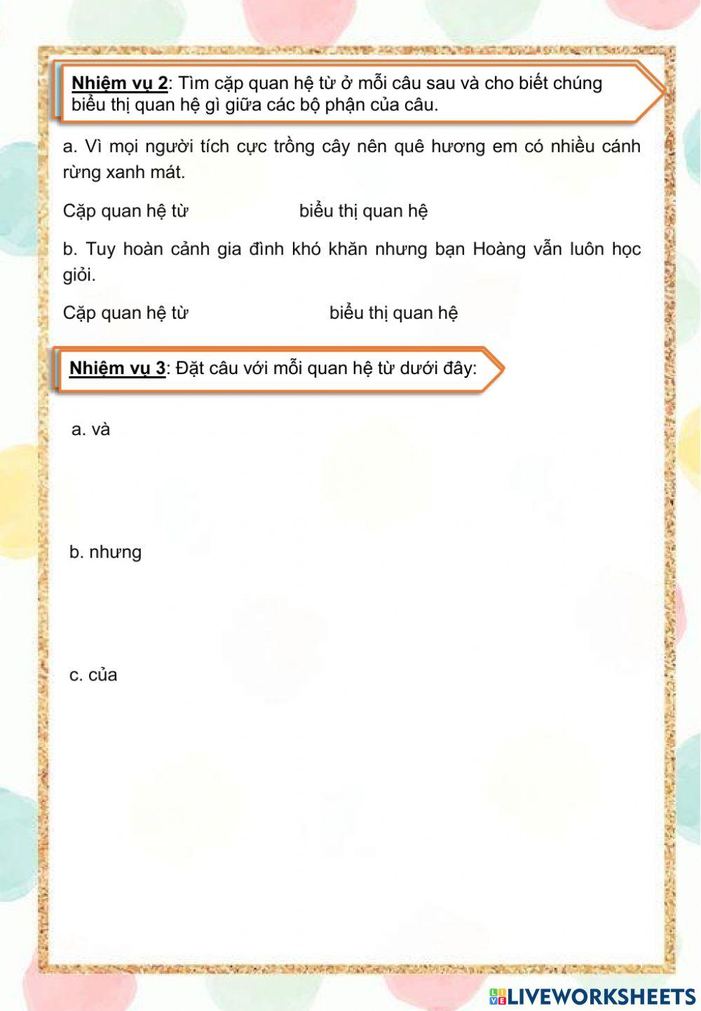 LTVC 5 - Quan hệ từ