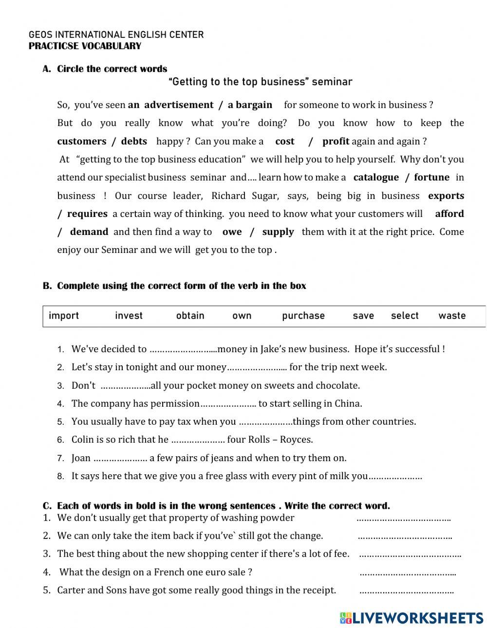 Vocabulary U15-Des B1