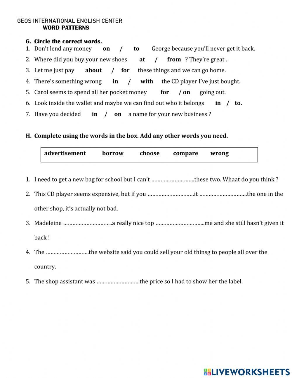 Vocabulary U15-Des B1