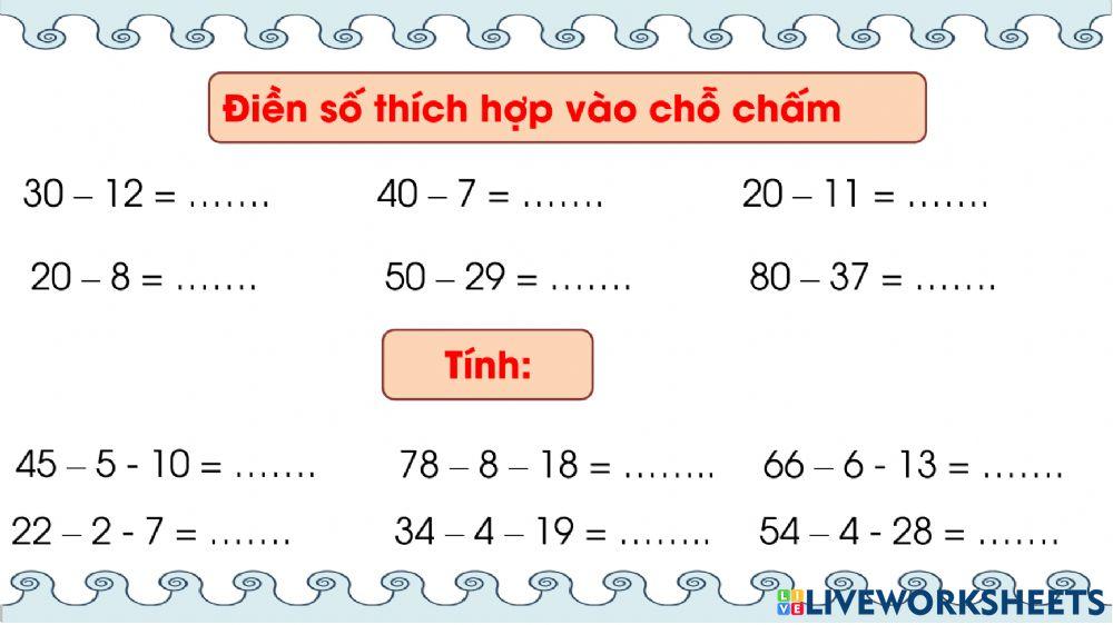 Phiếu bài tập Toán