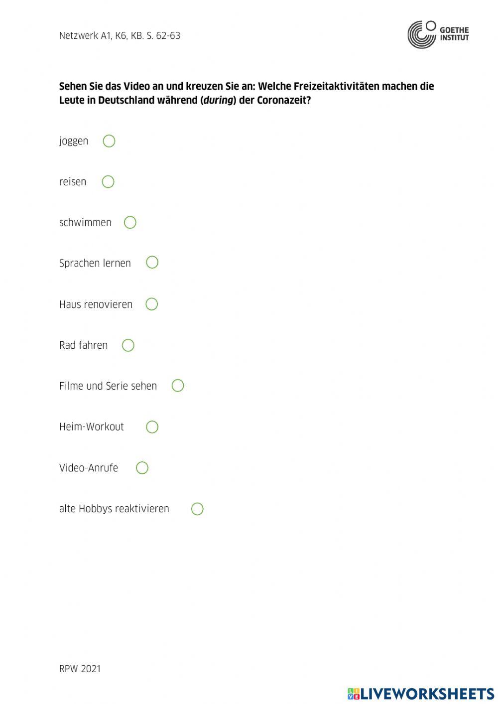 Freizeitaktivitäten