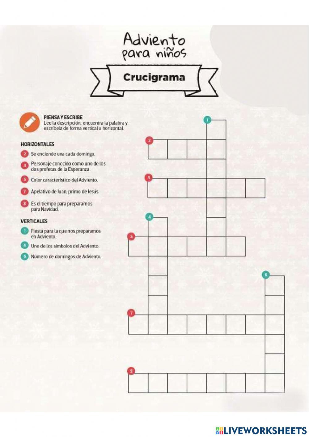 Crucigrama adviento