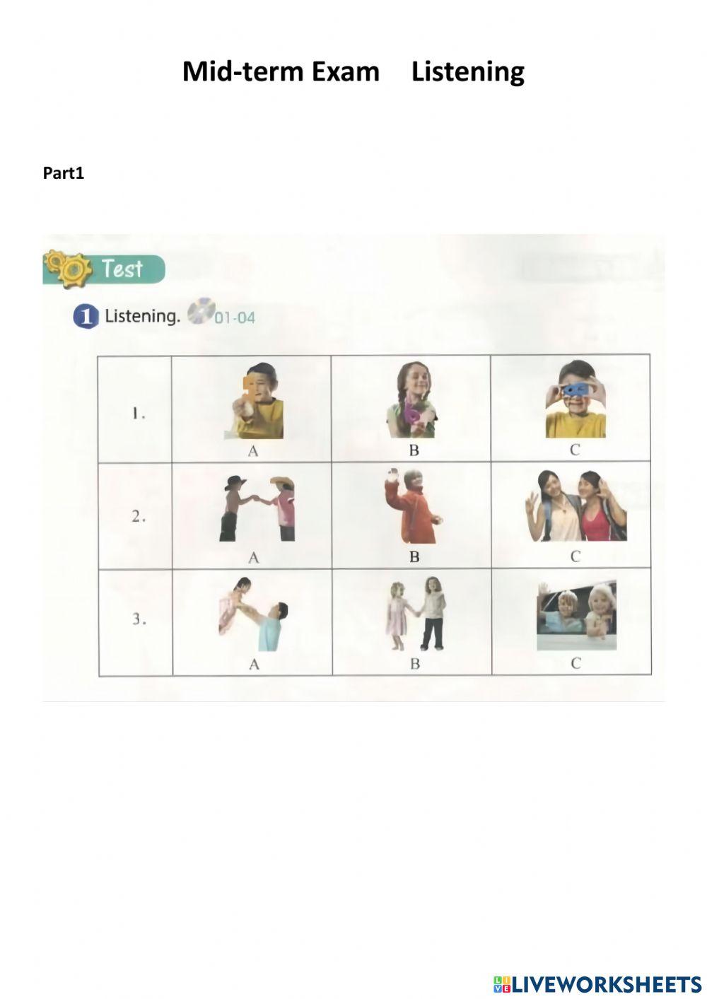 Mid Term Exam Listening Part of YCT1