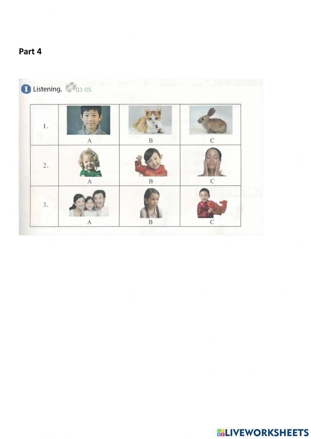 Mid Term Exam Listening Part of YCT1