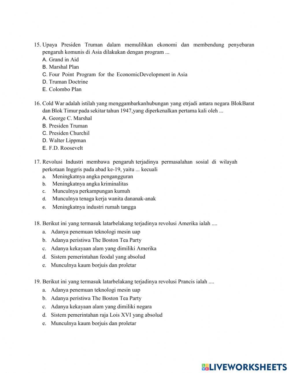 30 soal pilihan ganda sejarah peminatan kelas xi semester 2