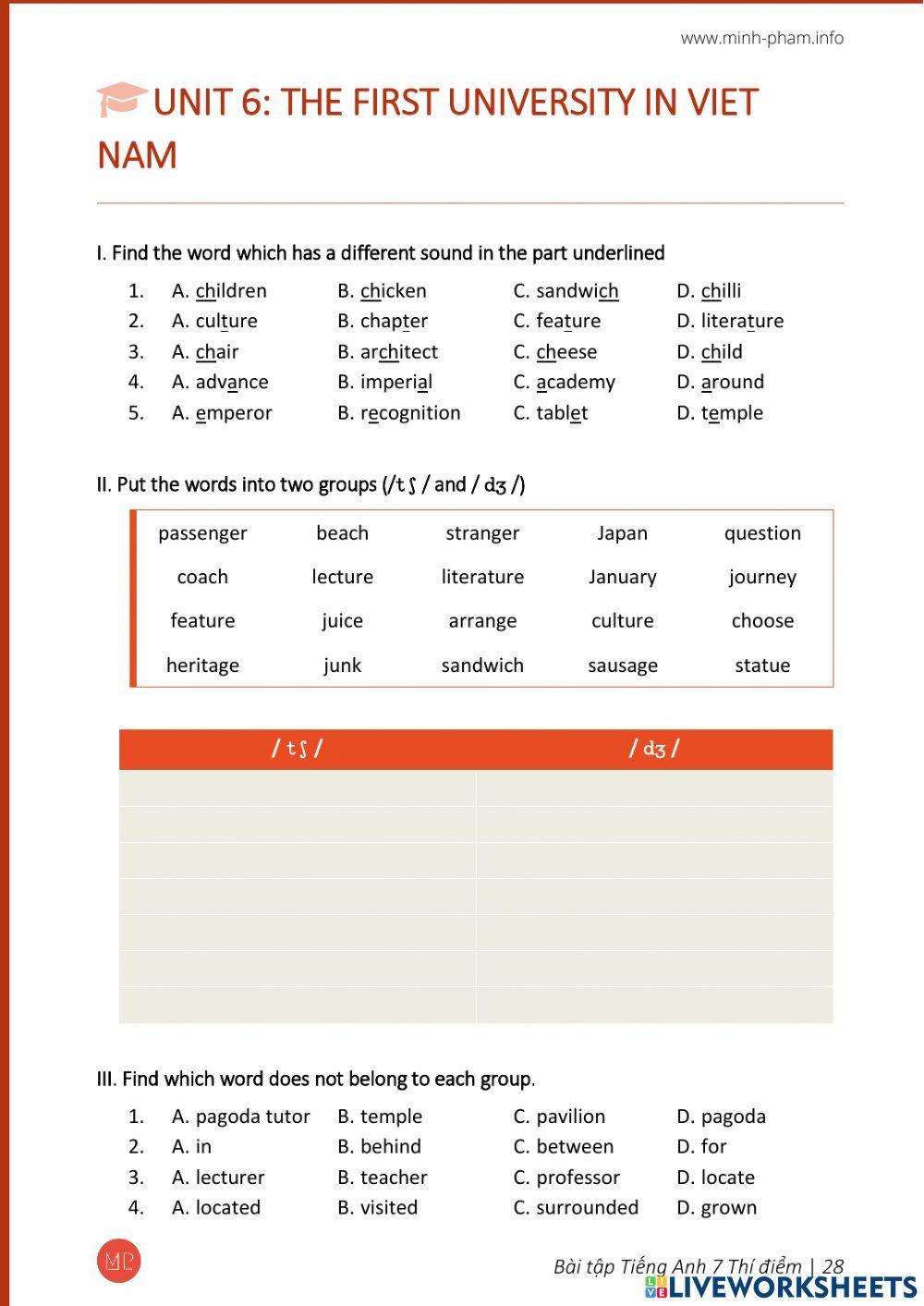 7 td u6 worksheet Live Worksheets