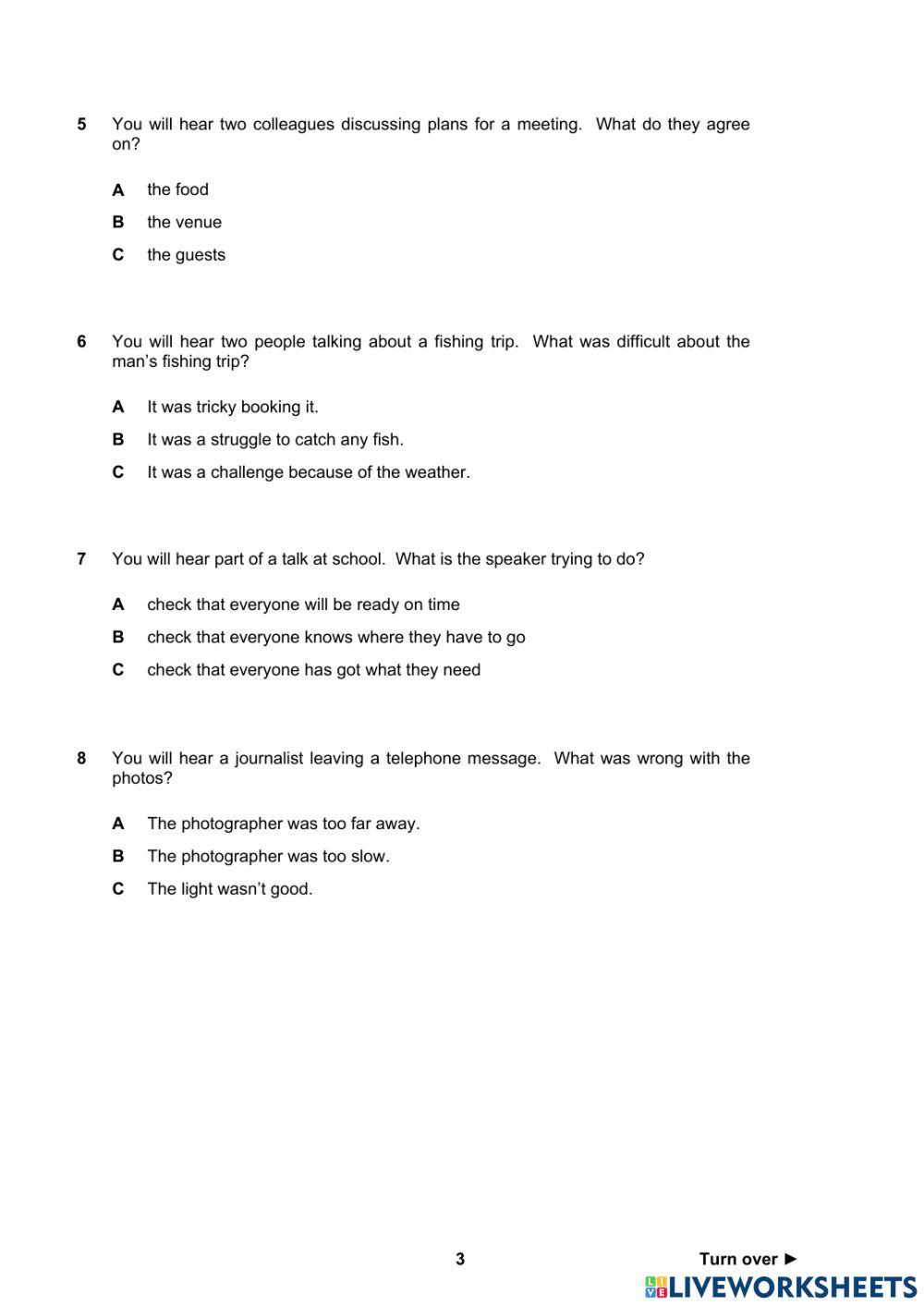 B2 Listening Mid-Course Competency Test