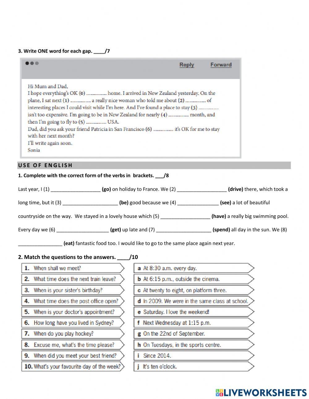 Use of English- Reading - KEY