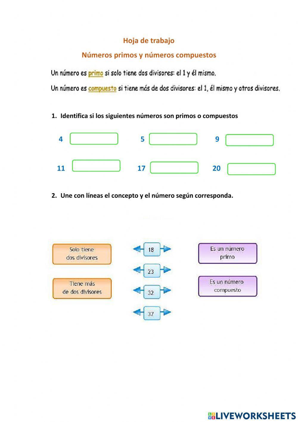 Números primos y números compuestos