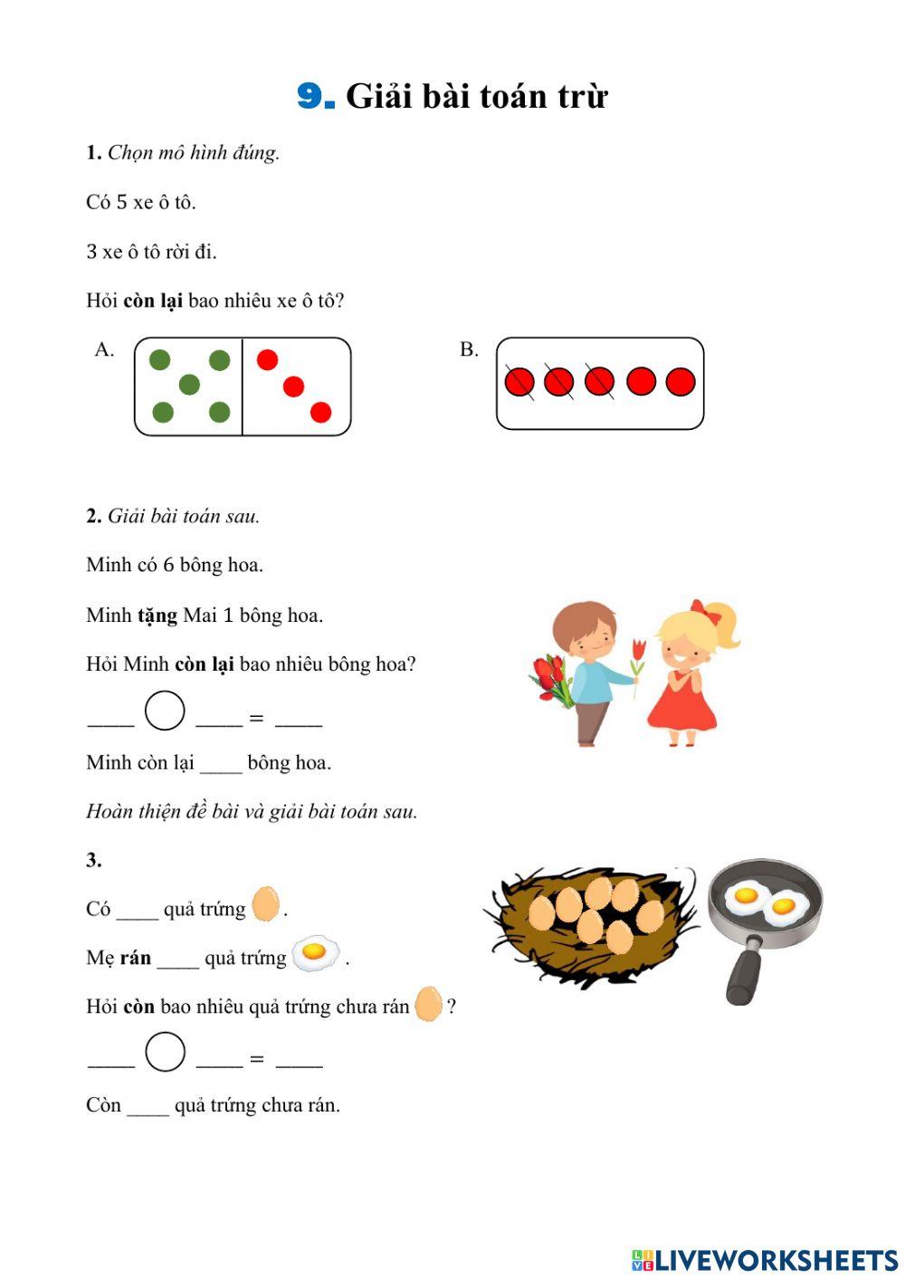 Giải bài toán trừ