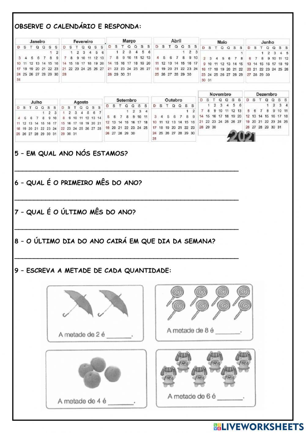 Avaliação de matemática