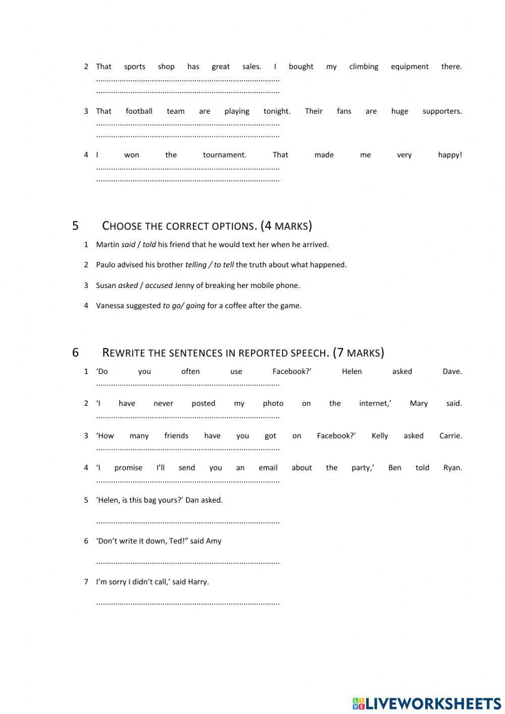 Grammar test Starter unit, Unit 1 and Unit 2