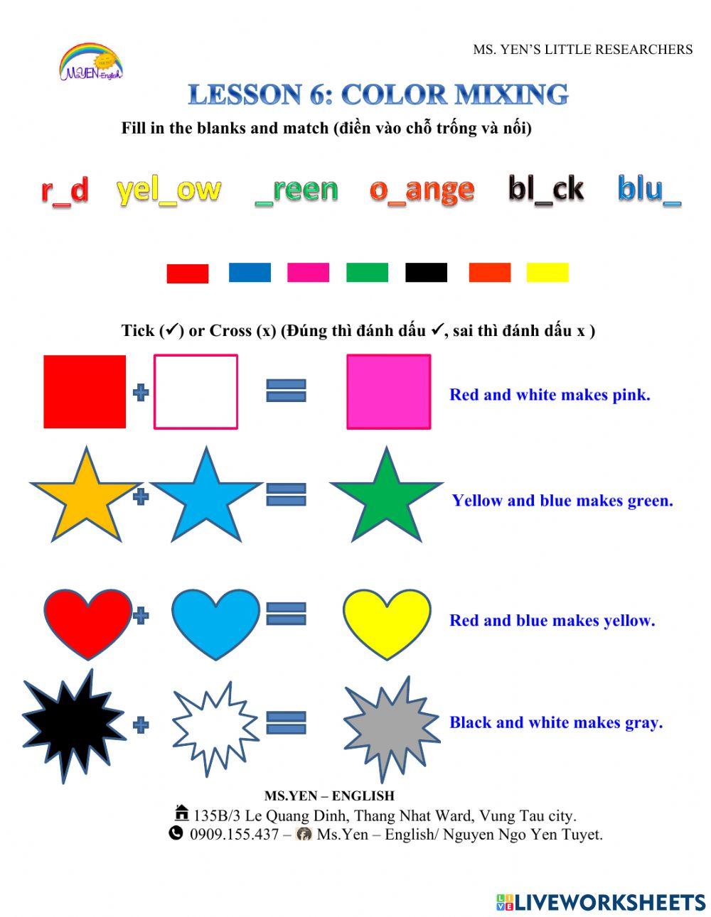 Color mixing activity | Live Worksheets