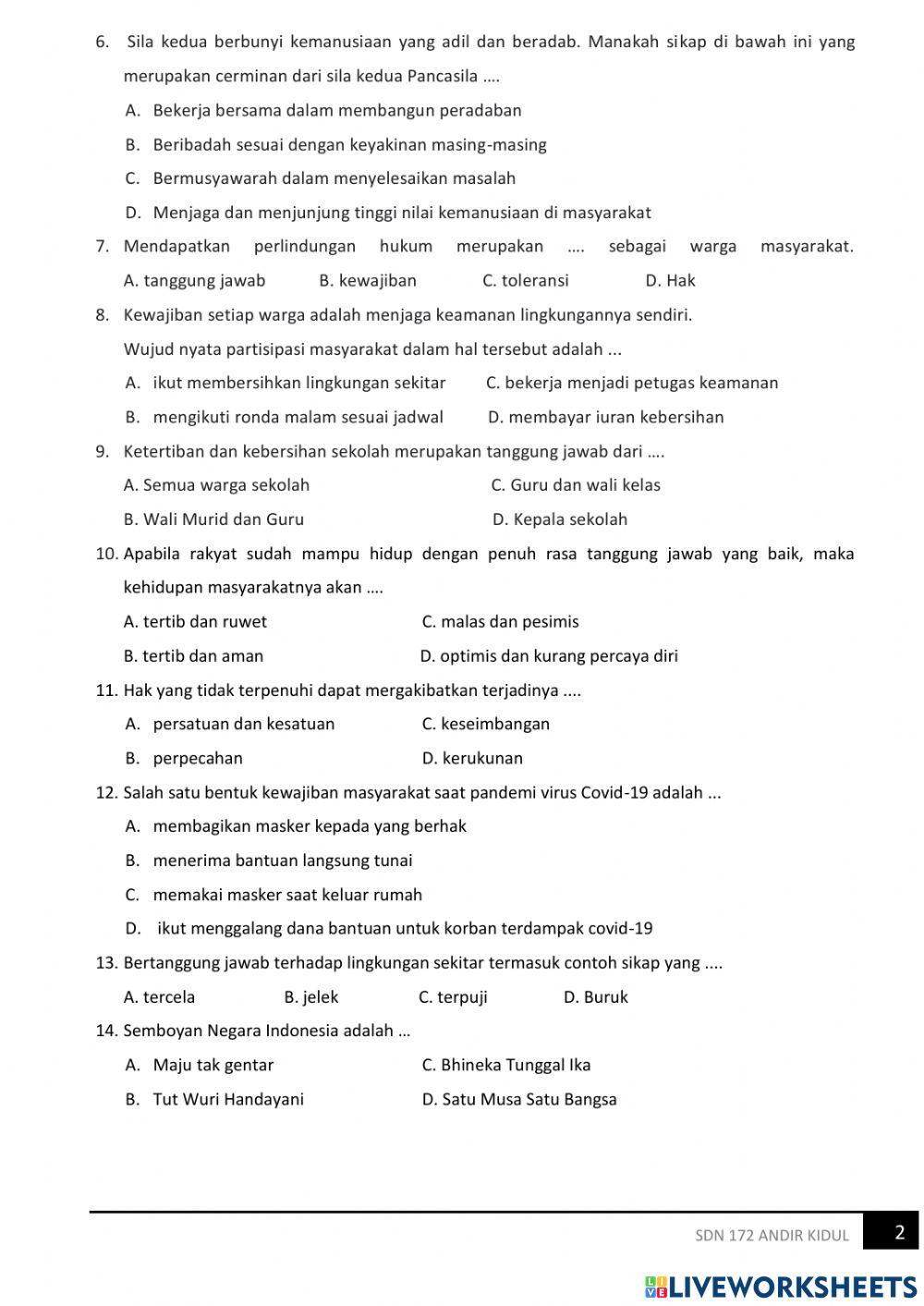 PAS PKN Kelas 5 Semester 1