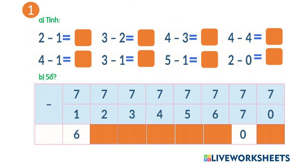 Bài 11: phép trừ trong PV10 (Tiết 6)