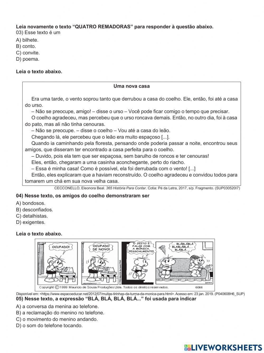 Exercicio de Lingua Portuguesa