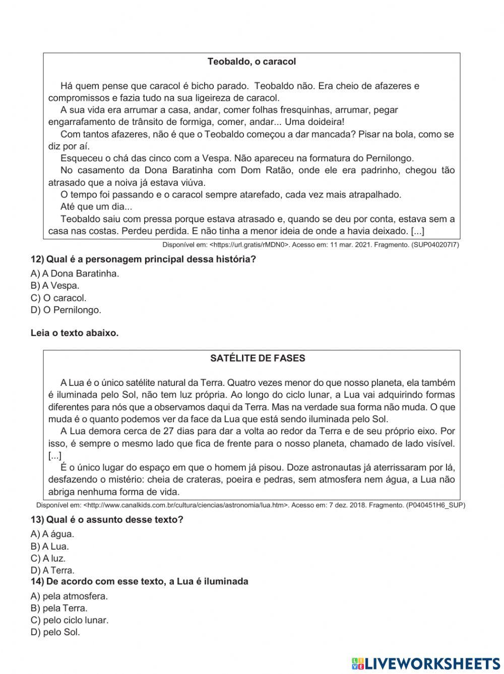 Exercicio de Lingua Portuguesa