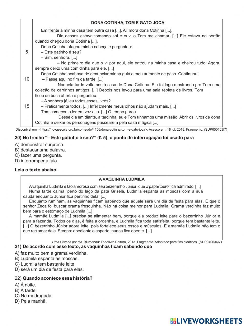 Exercicio de Lingua Portuguesa