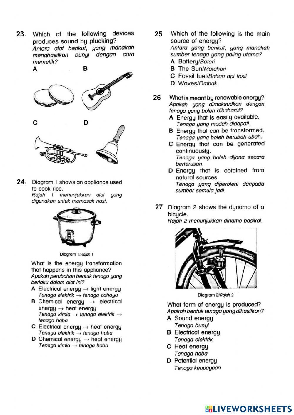 Kuiz sains akhir tahun - tahun 4 dlp