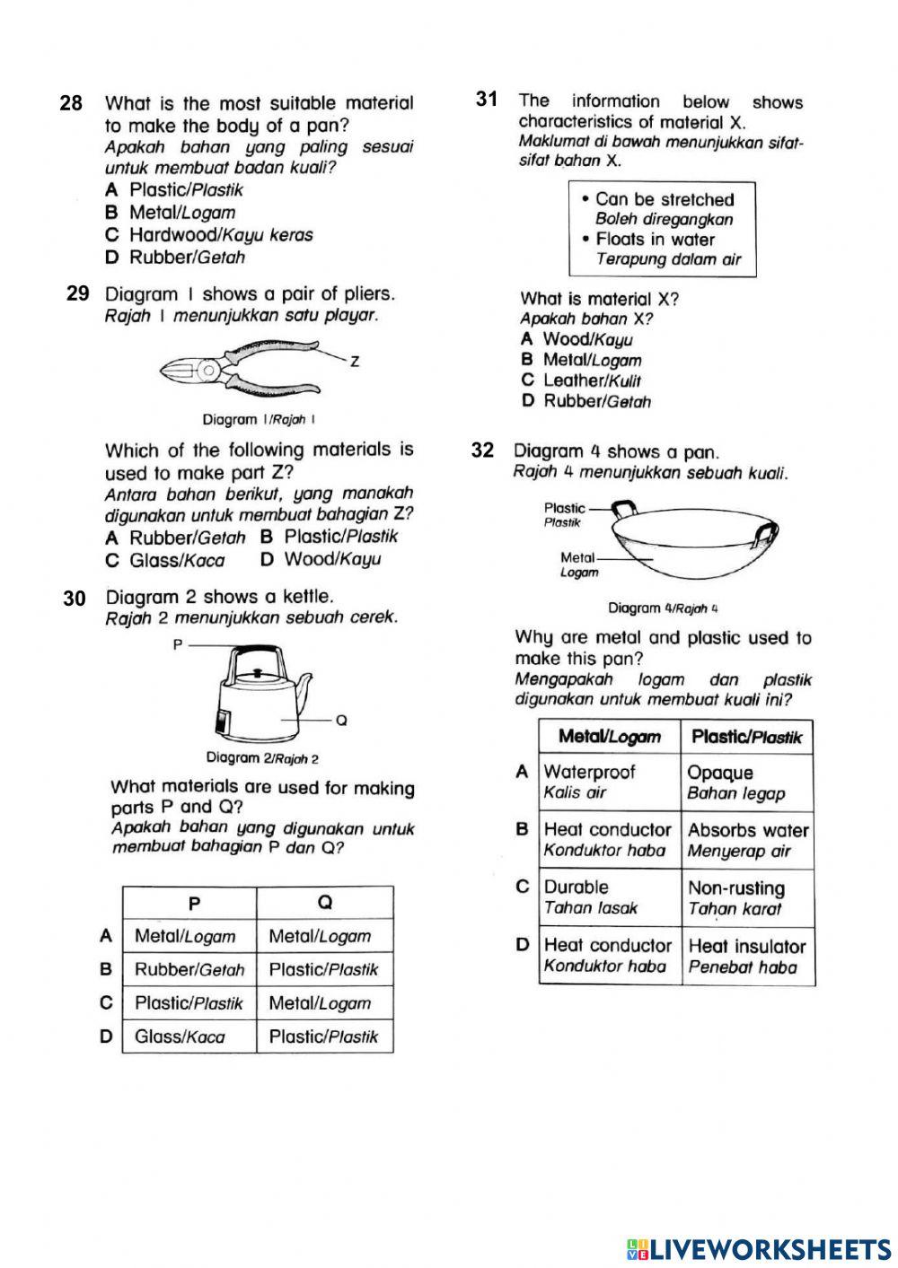 Kuiz sains akhir tahun - tahun 4 dlp