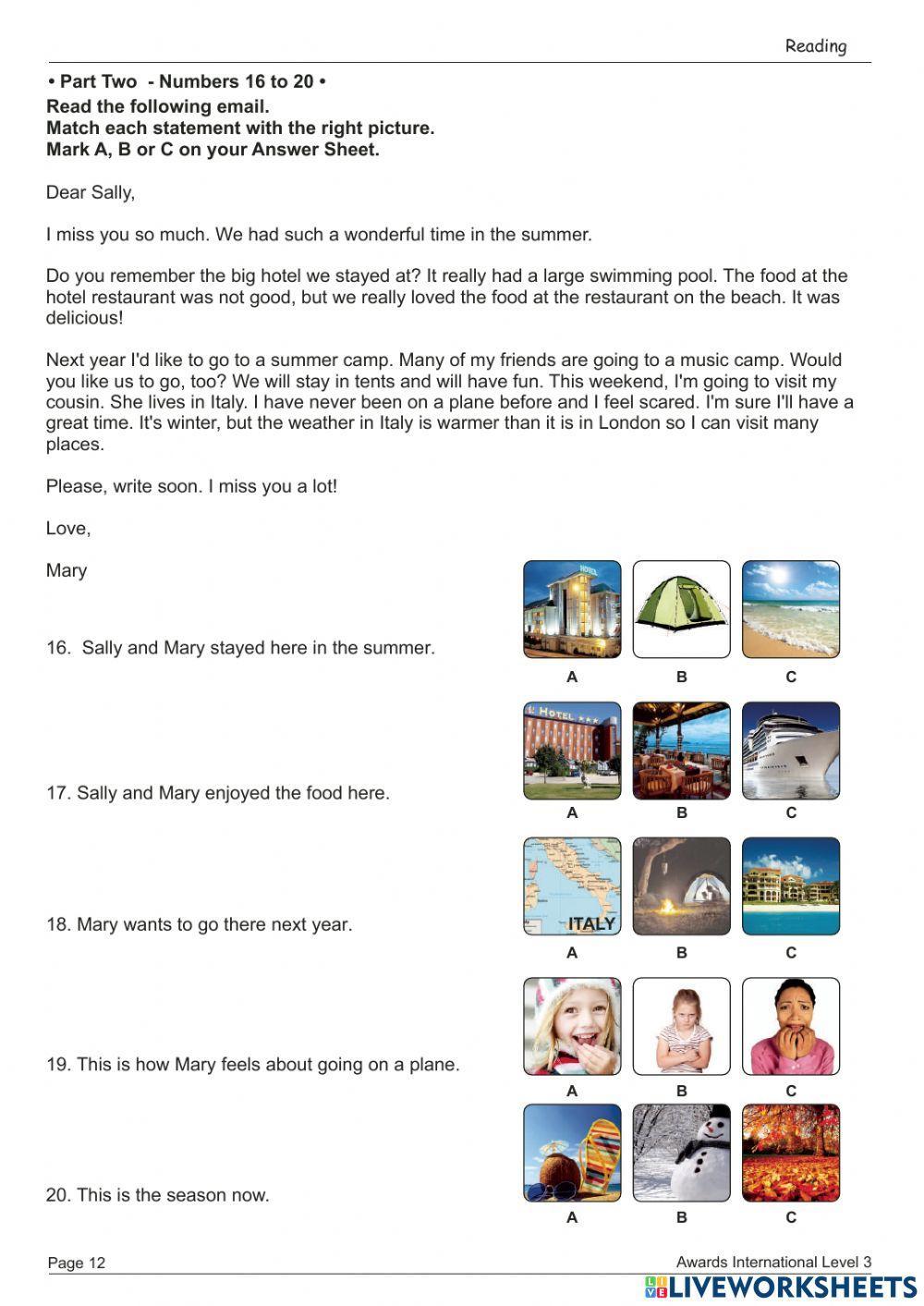 TEST 2 AWARDS INTERNATIONAL LEVEL 3