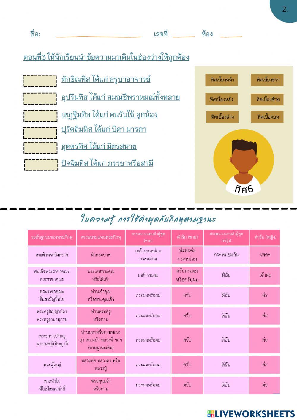 ใบงาน5.1 หน้าที่ชาวพุทธและมารยาทชาวพุทธ