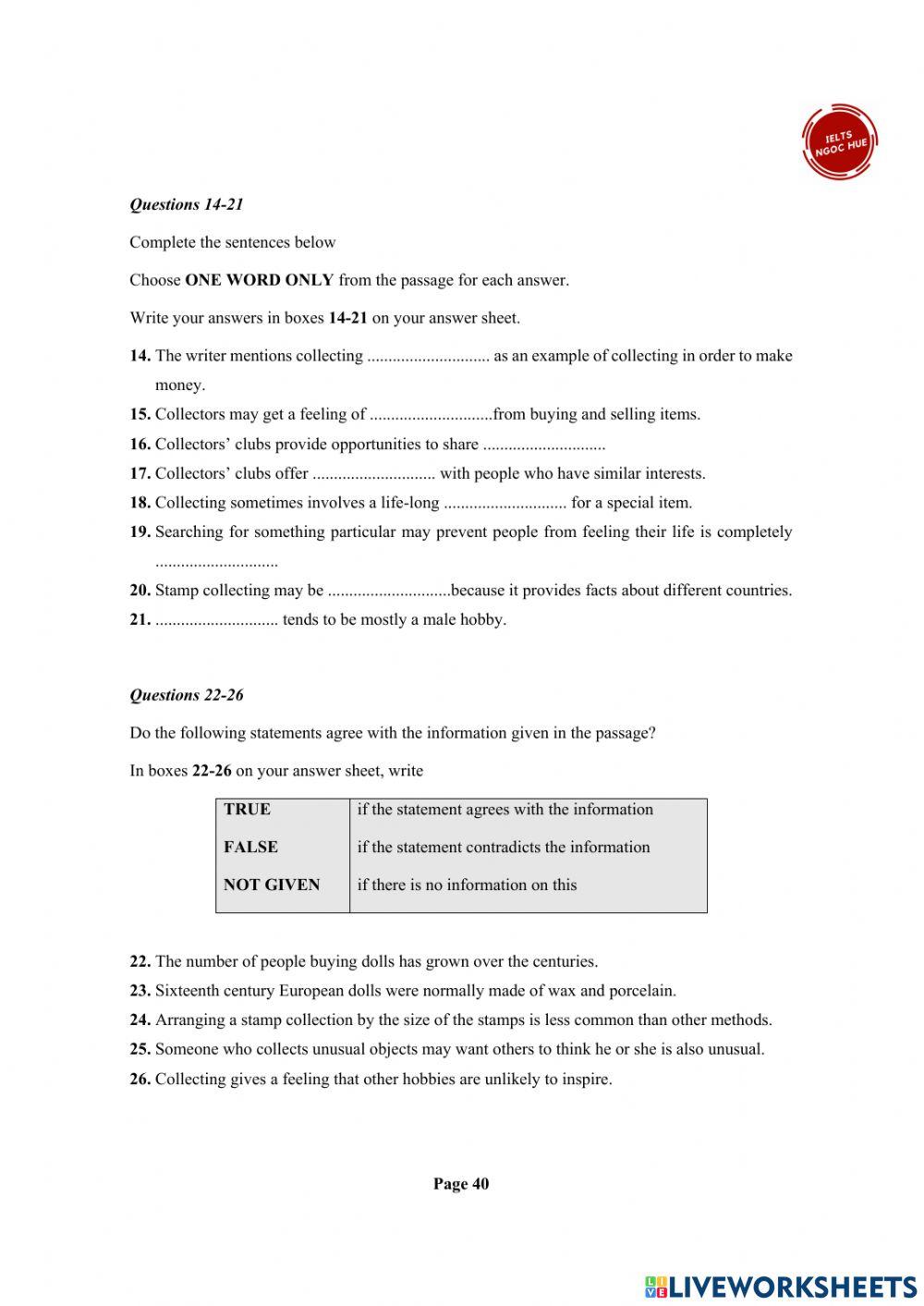Reading - exercise 8
