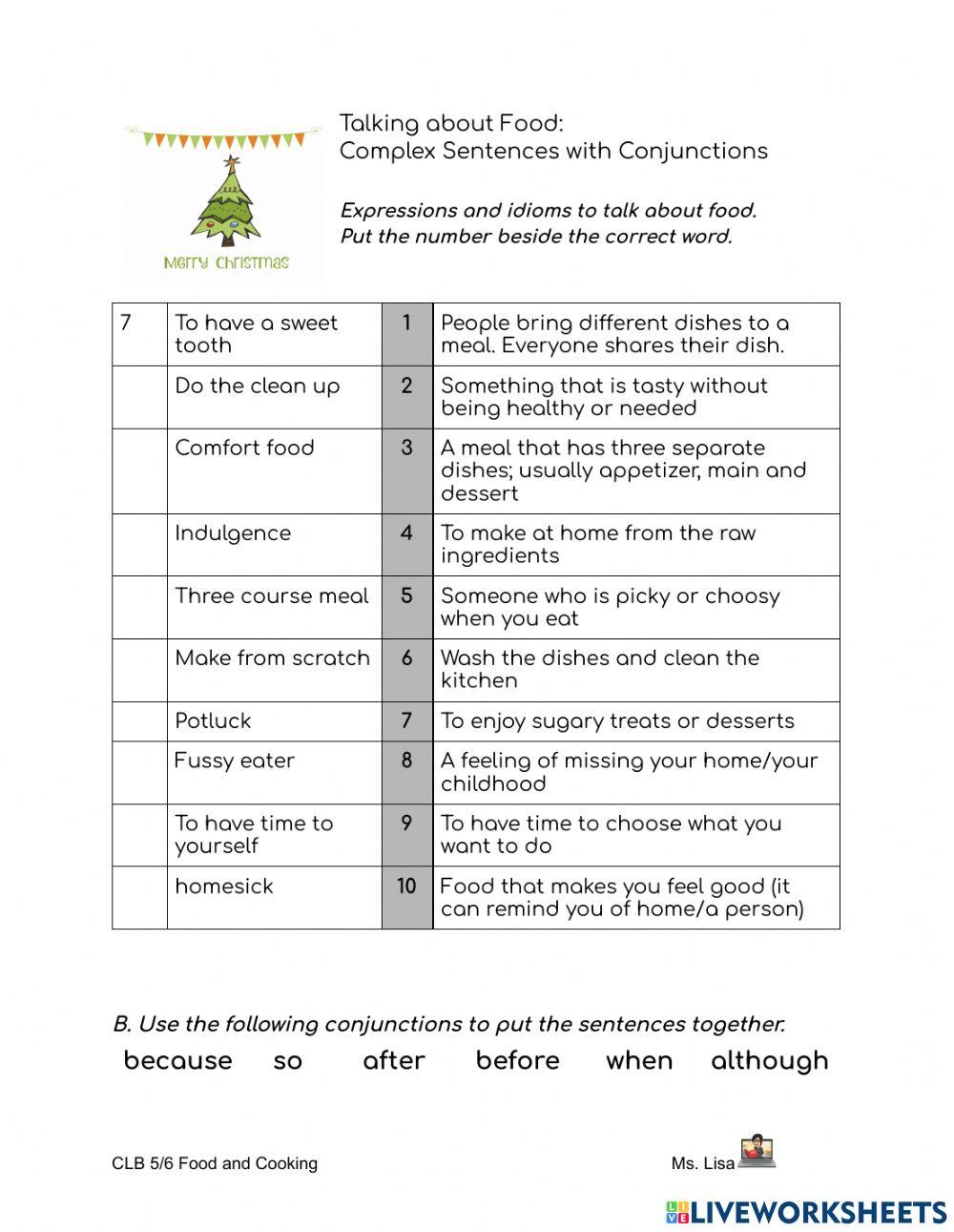 Holiday Feasts: Vocabulary and Conjunctions