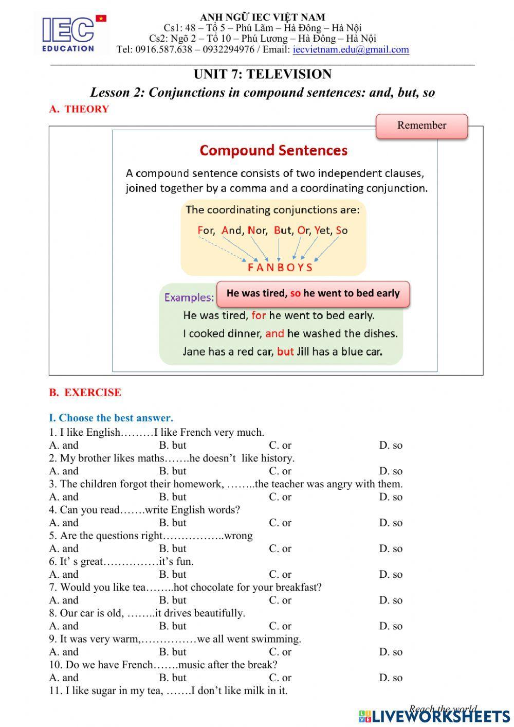 Unit 7 : Grade 6 : Television